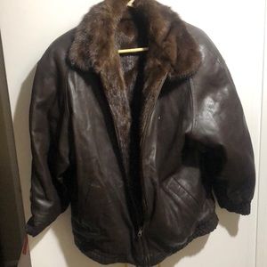 Leather/mink jacket
